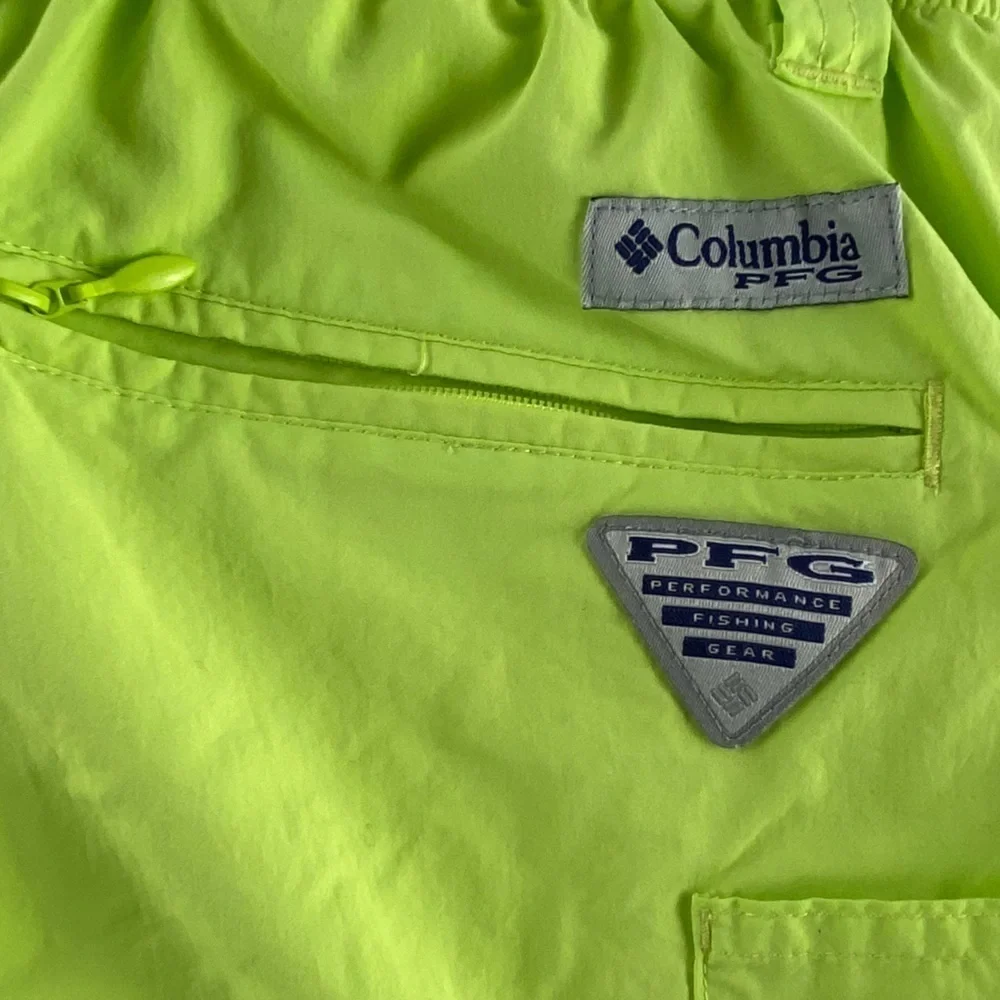 Columbia PFG neon green swim trunks, Small
